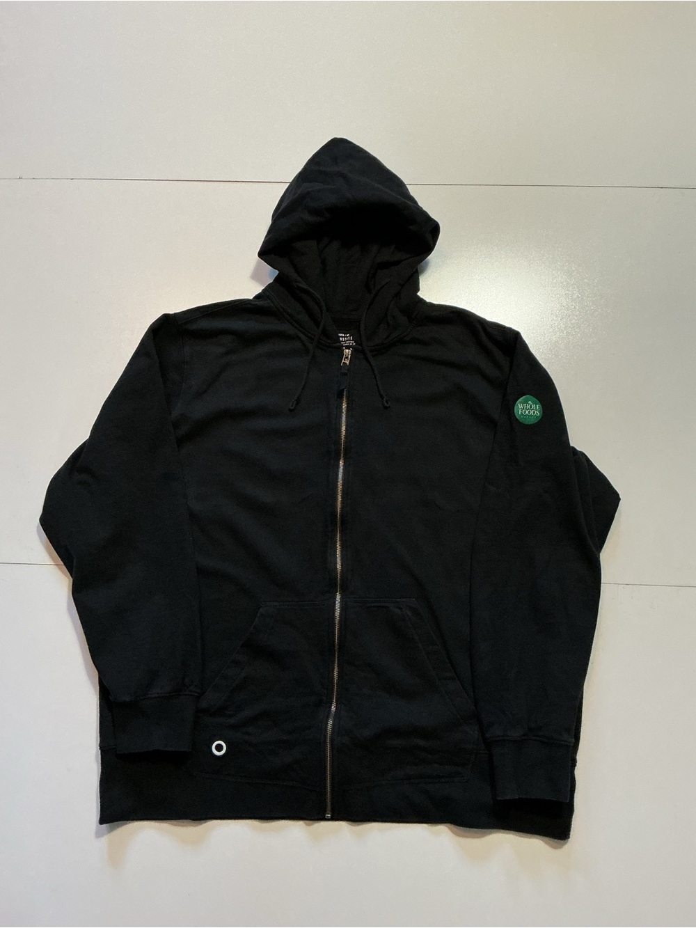 Loomstate Whole Foods Market Black Organic Cotton Employee Full Zip Hoodie